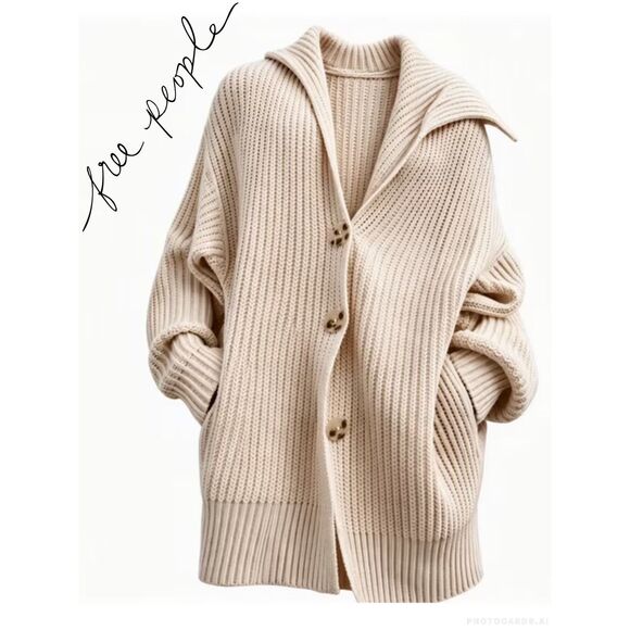 Free People Sweaters - NWOT Free People “Swim Too Deep” Cardigan Birch Size XS
